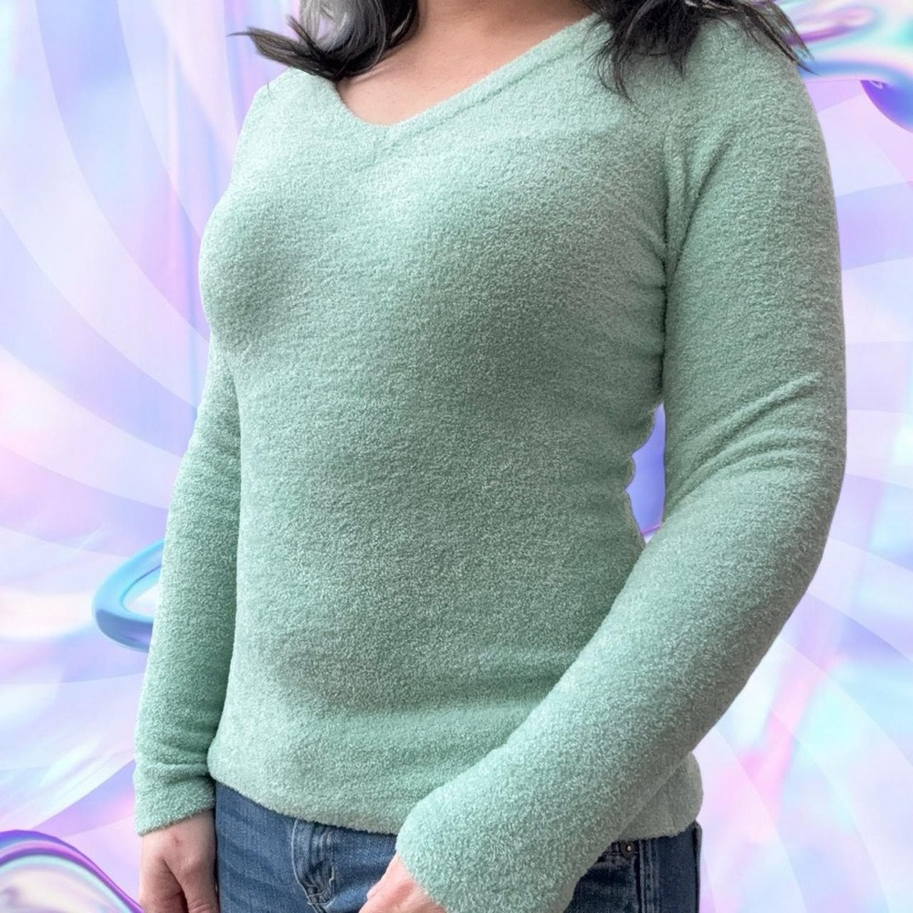 vtg late 90s/early y2k exofficio fuzzy chenille sweater, sz sm, can also fit xs